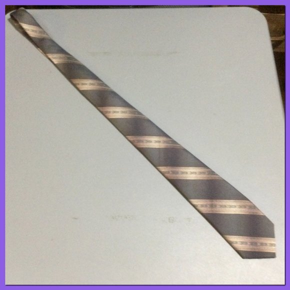 Vtg Patterned Stripe Tie_147 - Picture 4 of 6